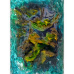 blue oil pastel art abstract with digital